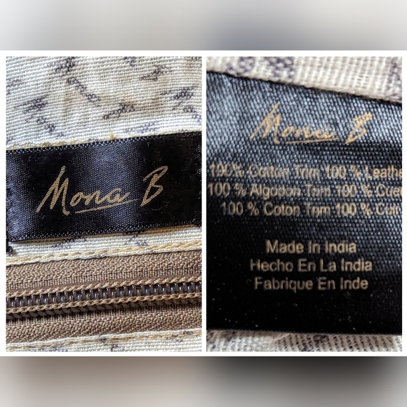 Mona B Upcycled Canvas/Leather Large Handbag - Picture 13 of 16
